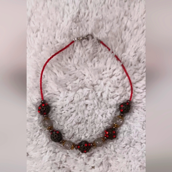 🍧🌈 Handcrafted Beaded Choker Necklace 14.5" 🦋 - Picture 1 of 3